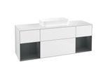 Villeroy und Boch Finion Waschtischunterschrank F741HGGF 160x60,3x50,1cm, Regale Midnight matt lacquer, Glossy white lacquer