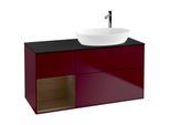 Villeroy und Boch Finion Waschtischunterschrank F922GNHB 120cm, Abdeckplatte black matt, Regale Walnut Veneer, Peony Matt