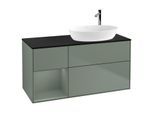 Villeroy und Boch Finion Waschtischunterschrank F922GMGM 120cm, Abdeckplatte black matt, Regale Olive matt lacquer, Olive Matt Lacquer