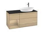 Villeroy und Boch Finion Waschtischunterschrank F922PCPC 120cm, Abdeckplatte black matt, Regale Oak Veneer, Oak Veneer
