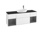 Villeroy und Boch Finion Waschtischunterschrank G982GKGF 160cm, Abdeckplatte black matt, Emotion, Regale Anthracite matt lacquer, Glossy white lacquer