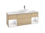 Villeroy und Boch Finion Waschtischunterschrank G981GFPC 160cm, Abdeckplatte white matt, Emotion, Regale Glossy white lacquer, Oak Veneer