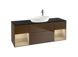 Villeroy und Boch Finion Waschtischunterschrank G982PCGN 160cm, Abdeckplatte black matt, Emotion, Regale Oak Veneer, Walnut veneer