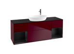 Villeroy und Boch Finion Waschtischunterschrank G982PDHB 160cm, Abdeckplatte black matt, Emotion, Regale Black matt lacquer, Peony Matt