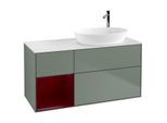 Villeroy und Boch Finion Waschtischunterschrank F921HBGM 120cm, Abdeckplatte white matt, Regale Peony matt lacquer, Olive Matt Lacquer