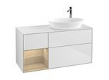 Villeroy und Boch Finion Waschtischunterschrank F921PCMT 120cm, Abdeckplatte white matt, Regale Oak Veneer, White matt lacquer
