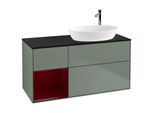 Villeroy und Boch Finion Waschtischunterschrank G922HBGM 120cm, Abdeckplatte black matt, Emotion, Regale Peony matt lacquer, Olive Matt Lacquer