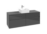 Villeroy und Boch Collaro Waschtischunterschrank C04500FP 140 x 54,8 x 50 cm, Waschtisch mittig, Glossy Grey