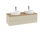 Villeroy und Boch Antao Waschtisch-Unterschrank K24151HJ 120x36x50cm, Hahnloch, Waschbeckenplattenfarbe honey oak, silk grey matt lacquer