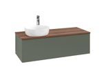 Villeroy und Boch Antao Waschtisch-Unterschrank L33052HL 120x36x50cm, Hahnloch, Waschbeckenplattenfarbe warm walnut, leaf green matt lacquer