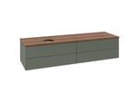 Villeroy und Boch Antao Waschtisch-Unterschrank L26052HL mit Beleuchtung, 160x36x50cm, Hahnlochbohrung, Waschbeckenplattenfarbe warm walnut, leaf green matt lacquer