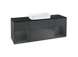 Villeroy und Boch Finion Waschtischunterschrank F332HGHG 160x60,3cm, Abdeckplatte black matt, Regale Midnight matt lacquer, Midnight Blue Matt Lacquer