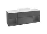 Villeroy und Boch Finion Waschtischunterschrank G331GKGK 160cm, Abdeckplatte white matt, Emotion, Regale Anthracite matt lacquer, Anthracite matt