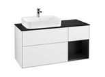 Villeroy und Boch Finion Waschtischunterschrank G402PDGF 120cm, Abdeckplatte black matt, Emotion, Regal rechts Black matt lacquer, Glossy white lacquer