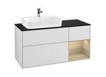 Villeroy und Boch Finion Waschtischunterschrank G402PCMT 120cm, Abdeckplatte black matt, Emotion, Regal rechts Oak Veneer, White matt lacquer