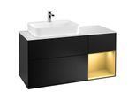 Villeroy und Boch Finion Waschtischunterschrank G401HFPD 120cm, Abdeckplatte white matt, Emotion, Regal rechts Gold matt, Black matt lacquer