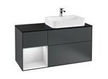 Villeroy und Boch Finion Waschtischunterschrank G392MTHG 120cm, Abdeckplatte black matt, Emotion, Regal links White matt lacquer, Midnight Blue Matt Lacquer