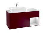 Villeroy und Boch Finion Waschtischunterschrank F401MTHB 120cm, Abdeckplatte white matt, Regal rechts White matt lacquer, Peony Matt