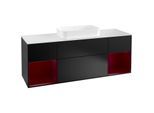 Villeroy und Boch Finion Waschtischunterschrank F331HBPD 160x60,3cm, Abdeckplatte white matt, Regale Peony matt lacquer, Black matt lacquer