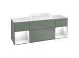 Villeroy und Boch Finion Waschtischunterschrank F331GFGM 160x60,3cm, Abdeckplatte white matt, Regale Glossy white lacquer, Olive Matt Lacquer
