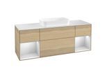 Villeroy und Boch Finion Waschtischunterschrank F331MTPC 160x60,3cm, Abdeckplatte white matt, Regale White matt lacquer, Oak Veneer
