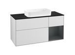 Villeroy und Boch Finion Waschtischunterschrank F302HGMT 120cm, Abdeckplatte black matt, Regal rechts Midnight Blue Matt Lacquer, White matt lacquer