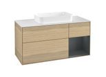 Villeroy und Boch Finion Waschtischunterschrank G301HGPC 120cm, Abdeckplatte white matt, Emotion, Regal rechts Midnight Blue Matt Lacquer, Oak Veneer