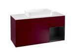 Villeroy und Boch Finion Waschtischunterschrank F301PDHB 120cm, Abdeckplatte white matt, Regal rechts Black matt lacquer, Peony Matt