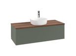 Villeroy und Boch Antao Waschtisch-Unterschrank L32152HL mit Beleuchtung, 1 Auszug, 1200 x 360 x 500 mm, Front mit Struktur, Leaf Green Matt Lacquer / Warm Walnut