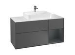 Villeroy und Boch Finion Waschtischunterschrank F421HGGK 120cm, Abdeckplatte white matt, Regal rechts Midnight Blue Matt Lacquer, Anthracite matt