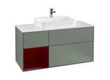 Villeroy und Boch Finion Waschtischunterschrank G411HBGM 120cm, Abdeckplatte white matt, Emotion, Regal links Peony, Olive Matt Lacquer