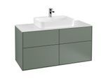 Villeroy und Boch Finion Waschtischunterschrank F38100GM 120x60,3cm, Abdeckplatte white matt, Olive Matt Lacquer