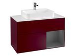 Villeroy und Boch Finion Waschtischunterschrank F371GKHB 100cm, Abdeckplatte white matt, Regal rechts Anthracite matt, Peony Matt