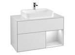 Villeroy und Boch Finion Waschtischunterschrank F371MTMT 100cm, Abdeckplatte white matt, Regal rechts White matt lacquer, White matt lacquer