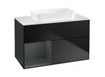 Villeroy und Boch Finion Waschtischunterschrank F651HGPD 100x60,3x50,1cm, Regal links Midnight Blue Matt Lacquer, Black matt lacquer