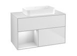 Villeroy und Boch Finion Waschtischunterschrank F651MTMT 100x60,3x50,1cm, Regal links White matt lacquer, White matt lacquer