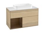 Villeroy und Boch Finion Waschtischunterschrank F651GNPC 100x60,3x50,1cm, Regal links Walnut veneer, Oak Veneer