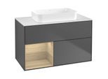 Villeroy und Boch Finion Waschtischunterschrank F651PCGK 100x60,3x50,1cm, Regal links Oak Veneer, Anthracite matt