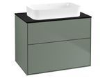 Villeroy und Boch Finion Waschtischunterschrank G63200GM 80x60,3x50,1mm, Wandbeleuchtung, Glass Black Matt, Olive Matt Lacquer