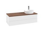 Villeroy und Boch Antao Waschtisch-Unterschrank K23052MT 120x36x50cm, Hahnloch, Waschbeckenplattenfarbe warm walnut, white matt lacquer