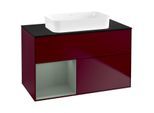 Villeroy und Boch Finion Waschtischunterschrank F652GMHB 100x60,3x50,1cm, Regal links Olive Matt Lacquer, Peony Matt