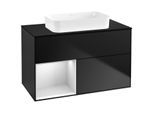 Villeroy und Boch Finion Waschtischunterschrank F652MTPD 100x60,3x50,1cm, Regal links White matt lacquer, Black matt lacquer