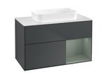Villeroy und Boch Finion Waschtischunterschrank F661GMHG 100x60,3x50,1cm, Regal rechts Olive Matt Lacquer, Midnight Blue Matt Lacquer