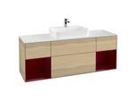 Villeroy und Boch Finion Waschtischunterschrank G451HBPC 160cm, Abdeckplatte white matt, Emotion, Regale Peony matt lacquer, Oak Veneer