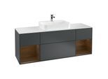 Villeroy und Boch Finion Waschtischunterschrank G451GNHG 160cm, Abdeckplatte white matt, Emotion, Regale Walnut veneer, Midnight Blue Matt Lacquer