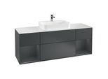 Villeroy und Boch Finion Waschtischunterschrank G451HGHG 160cm, Abdeckplatte white matt, Emotion, Regale Midnight matt lacquer, Midnight Blue Matt Lacquer