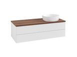 Villeroy und Boch Antao Waschtisch-Unterschrank K23112GF 120x36x50cm, Waschbeckenplattenfarbe warm walnut, glossy white lacquer