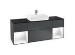 Villeroy und Boch Finion Waschtischunterschrank G452GFHG 160cm, Abdeckplatte black matt, Emotion, Regale Glossy white lacquer, Midnight Blue Matt Lacquer