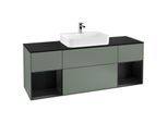 Villeroy und Boch Finion Waschtischunterschrank G452PDGM 160cm, Abdeckplatte black matt, Emotion, Regale Black matt lacquer, Olive Matt Lacquer