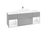 Villeroy und Boch Finion Waschtischunterschrank F451MTGK 160x60,3cm, Abdeckplatte white matt, Regale White matt lacquer, Anthracite matt